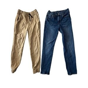 Boys Size 10-12 Pants Lot – Denim Jeans & Khaki Joggers – 2 Pairs
